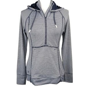 Athleta Striped Hoodie Blue White Heavenly Hail